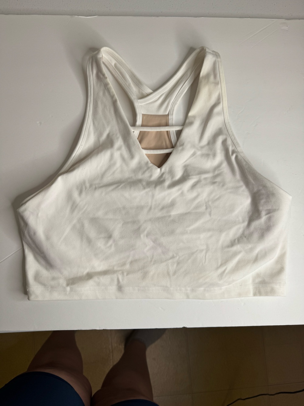 ZYIA White Racerback Seamless Sports Bra.